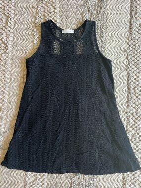 Annianna Black Lace Overlay Dress with Crochet Detail